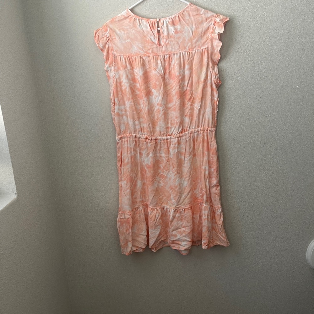 Time and Tru Coral Tie-Dye Midi Dress